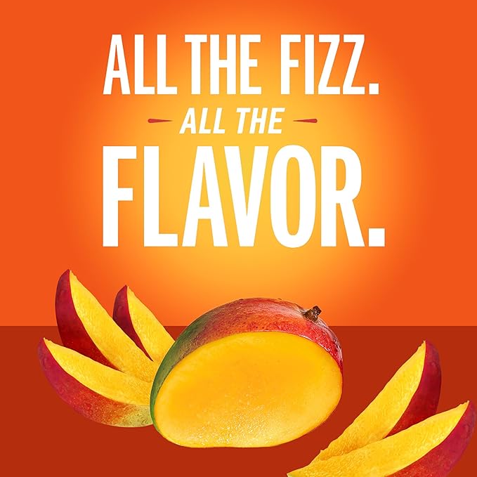 IZZE Sparkling Juice Beverage Blend, Mango, No Sugar Added, 8.4 FL OZ, 24 Cans