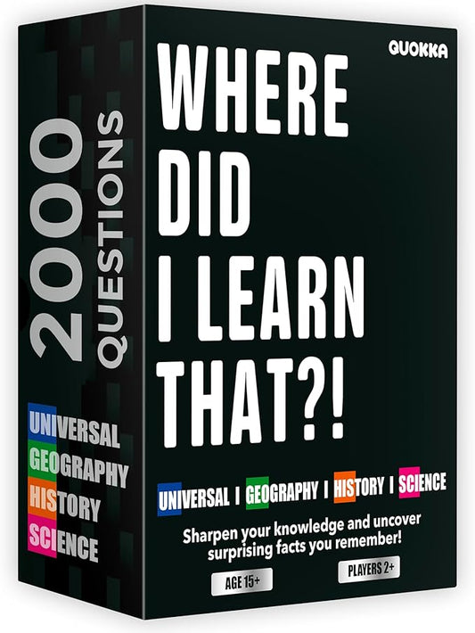 QUOKKA Trivia Card Game with 2000 Questions in Geography, History, Science, and General Knowledge – Games for Adults, Teens, and Families – Trivia Cards with Answers – Great Board Games