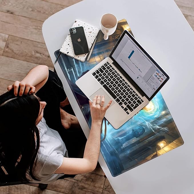 Playmat 24" x 14" Game Mats Tabletop Magic for MTG/TCG Cards, Trading Card Game Playing Stitched Play Mats Commander Deck Gaming Desk Mat Card Gameplay Mats, Cat Wizard Casting Spell