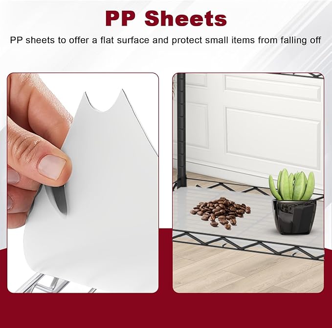 4-Tier Wire Shelving Unit 600 lbs Weight Capacity Storage Shelves Metal Frame Garage Shelves Easy Installation Metal Shelves for Home Kitchen Garage Pantry, 12" Dx18 Wx44 H, Black