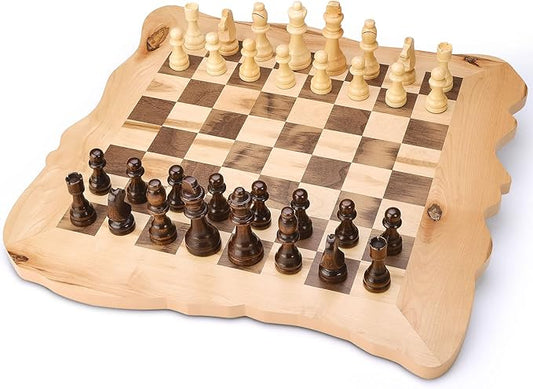 VAMSLOVE Wooden Chess Board Set Large Unique Chessboard (Playing Area 15 x 15inch) with 3.5" King Chess Pieces Durable Modern Gift for Chess Lover Home Decor