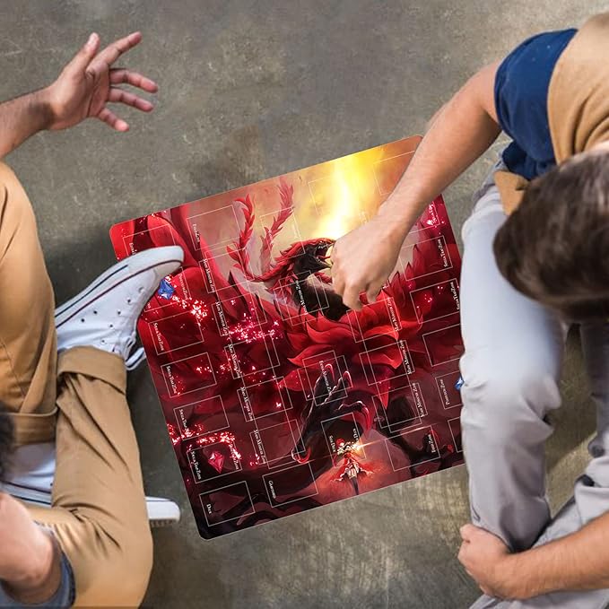 Card Rubber Mat - 2 Player, Square playmat for Gamer 60x60cm/23.6x23.6inch