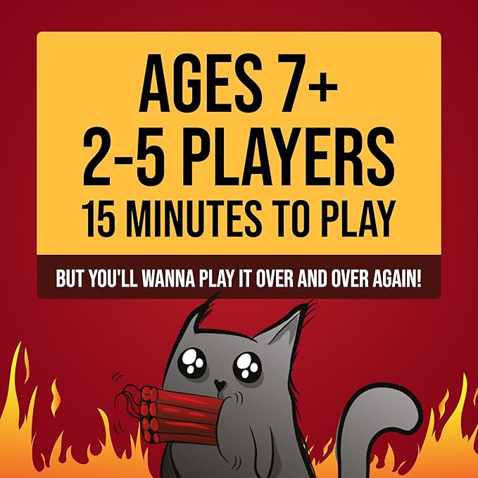 Exploding Kittens Original Edition - Hilarious Game for Family Game Night - Funny Card Games for Ages 7 and Up - 56 Cards - 2-5 Players - 15 Minutes of Play