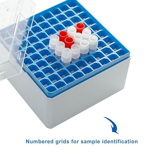 81-Well PC Cryoboxes 3.75in Laboratory Freezer Boxes Vial Storage Box, Assorted Colors, 5 Pcs/Pack