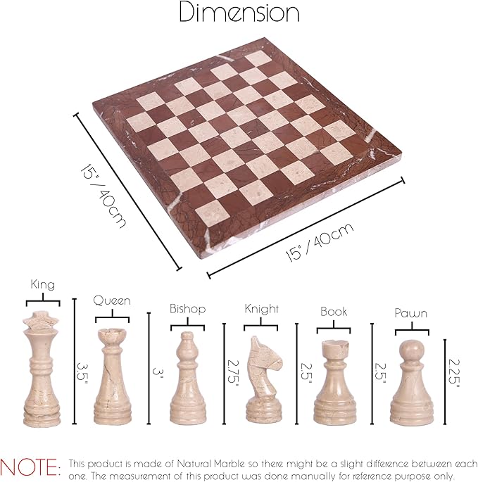 Handmade Marble Chess Set - Marina & Virona (12 x 12 Inches) - Chess Sets for Adults - Premium Quality Chess Boards - Fancy Chess Boards