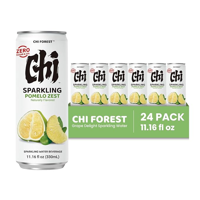 CHI FOREST Pomelo Sparkling Water Beverage, Zero Sugar Drinks, Zero Artificial Flavor, 11.16 fl oz Cans (Pack of 24)