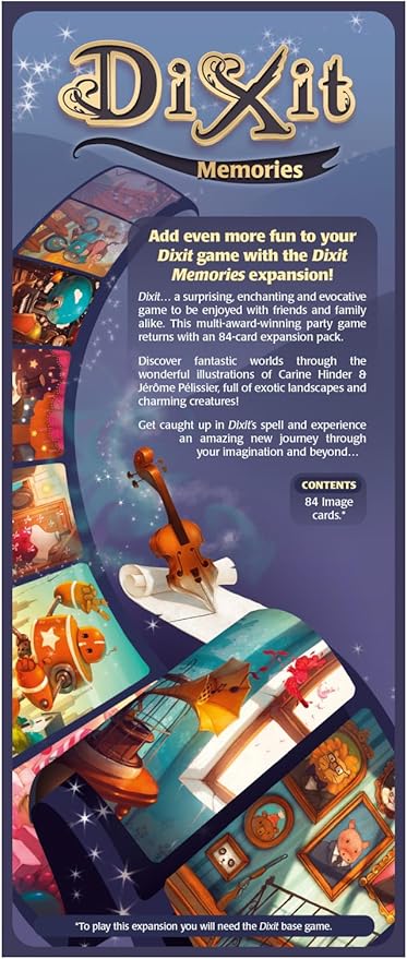 Dixit Memories Board Game EXPANSION - Explore a Fantastical World with 84 Original Art Cards! Creative Storytelling Game for Kids & Adults, Ages 8+, 3-6 Players, 30 Min Playtime, Made by Libellud