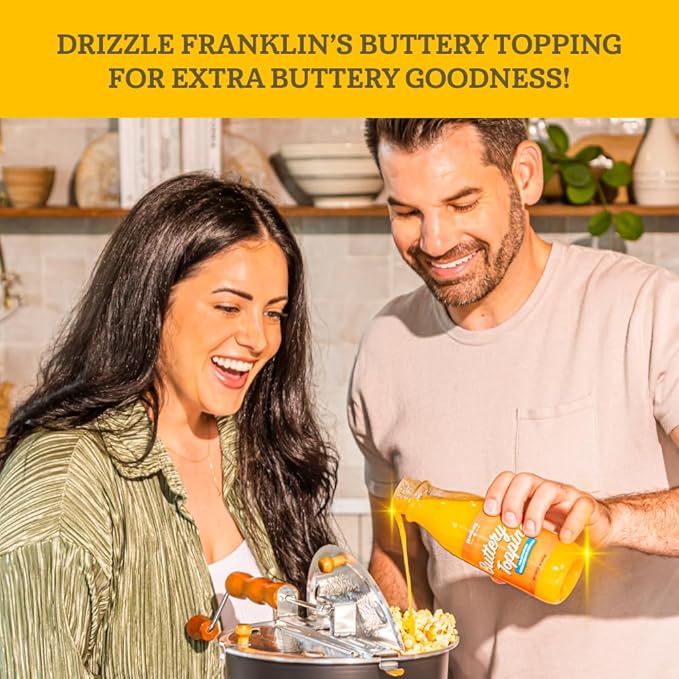 Franklin’s Gourmet Popcorn Organic Popcorn Kernels for Popping - 28oz Tub Pack of 2 - Made in USA, Non-GMO & All-Natural - Old Fashioned Unpopped Popcorn Kernels for Popcorn Machine