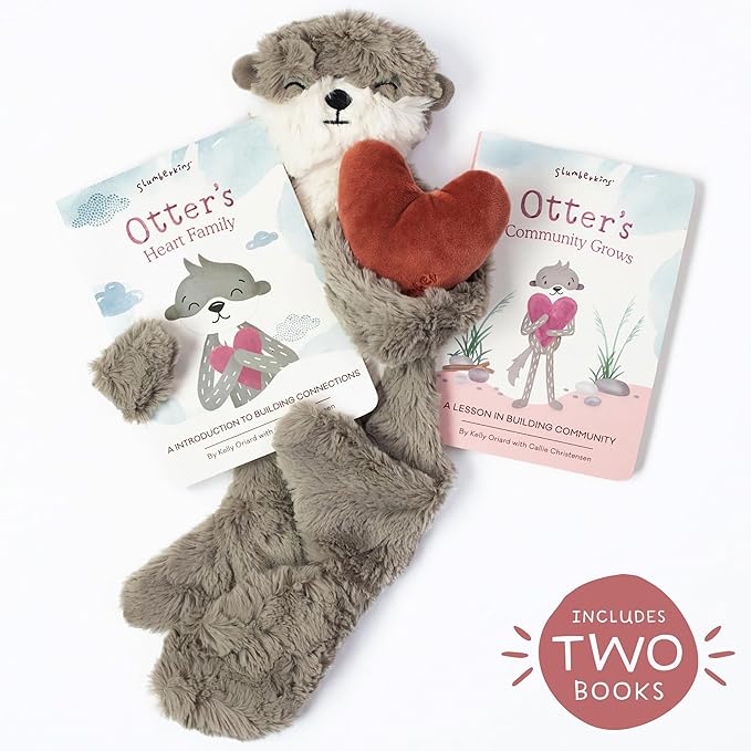 Slumberkins Otter Snuggler & 2 Board Books Complete Set Bundle | Promotes Family Bonding, Building Connections & Acceptance | Social Emotional Learning (Otter Snuggler Plush + 2 Board Books)