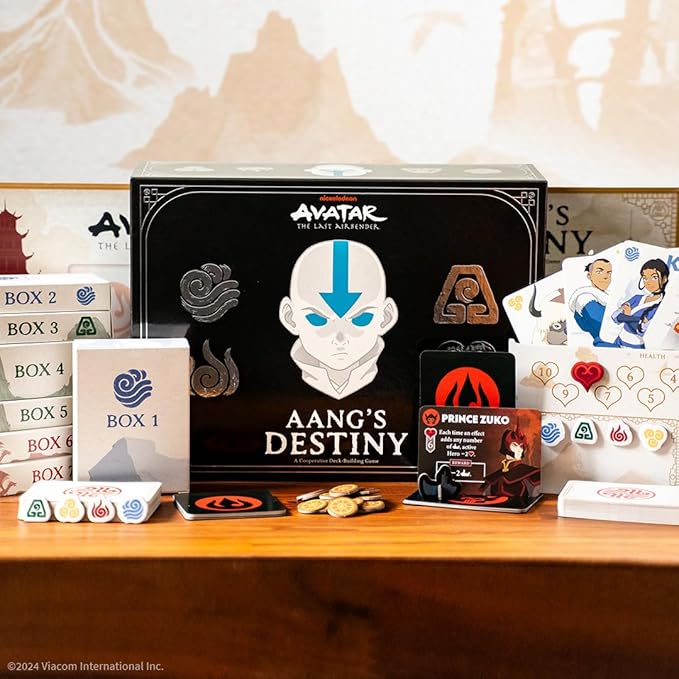 Avatar: The Last Airbender: Aang's Destiny, Cooperative Deck Building Strategy Board Game, Play as Aang, Katara, Appa & More, Fun for Family Game Night, Ages 10+, 2-4 Players, 60 Minutes