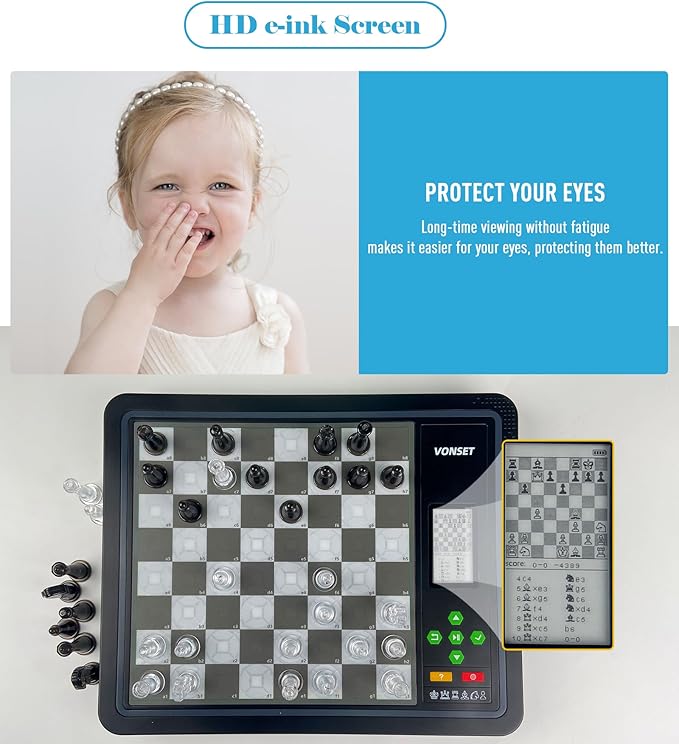 Electronic Chess Games with Piece Position Display L6 Computer Chess Set, Computer Chess Board with LED Light Electronic Chess Set for Beginners and Chess Lovers Chess Set Board Game