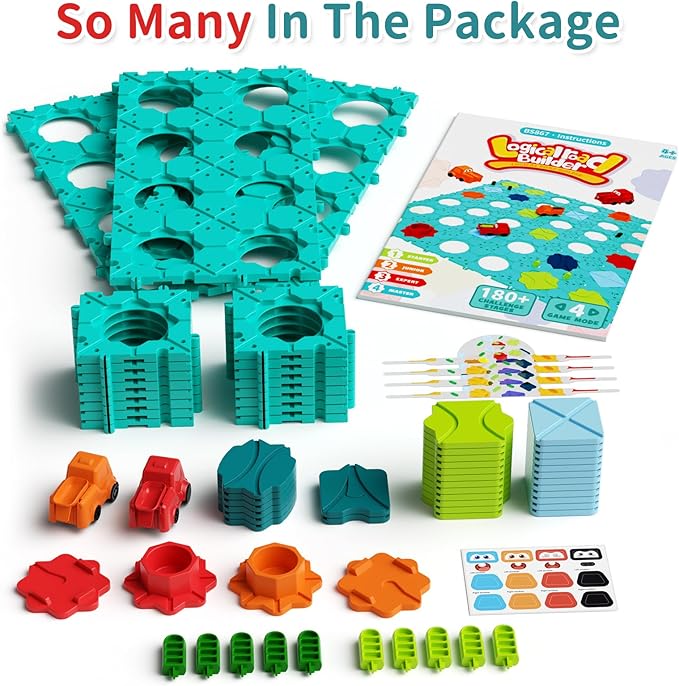 STEM Building Blocks with 200+ Challenges | Sensory Learning Kit for Preschool Classrooms | Creative Road Constructor Games Gift for Ages 3-8 Educational Toys