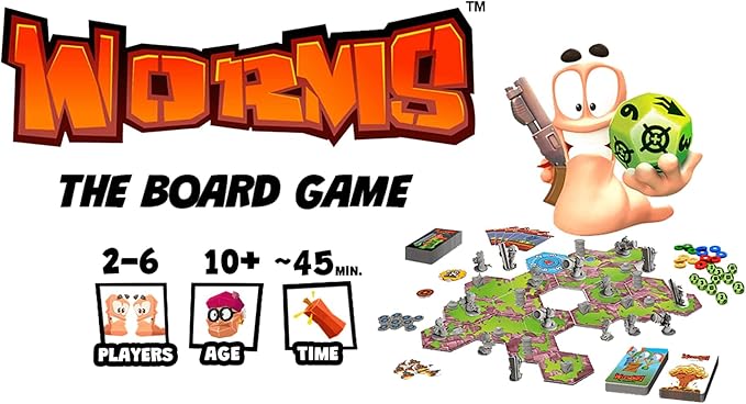 Mantic Games: Worms: The Board Game - Hilarious Tabletop Game Incorporating All The Fun & Shenanigans from The Classic Video Game, Age 10+, 2-6 Player