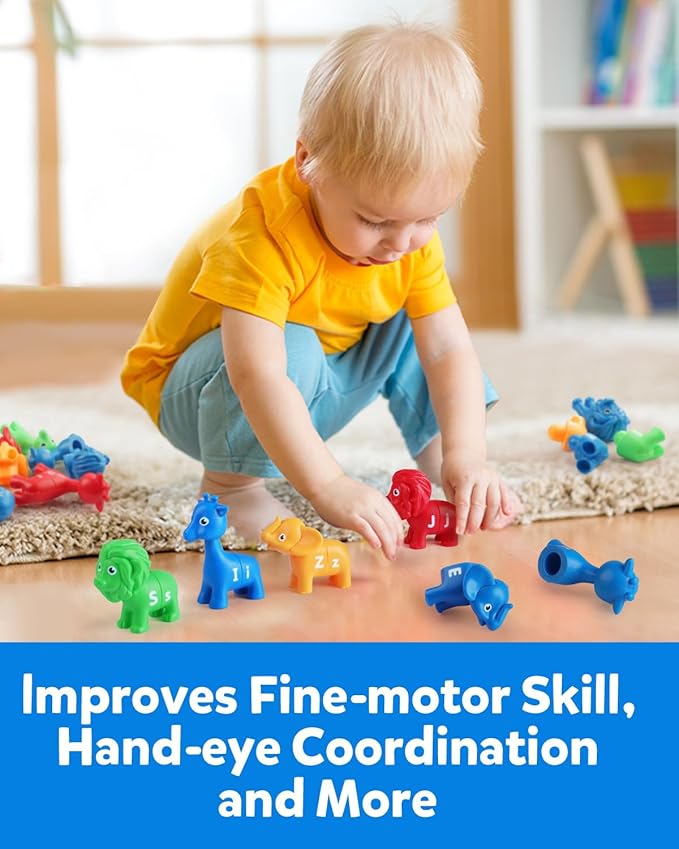 Coogam ABC Letters Matching Game, 26PCS Alphabet Fine Motor Skill Color Shape Recoginition Preschool Educational Montessori Learning Toys for 2 3 4 Years Old Toddlers