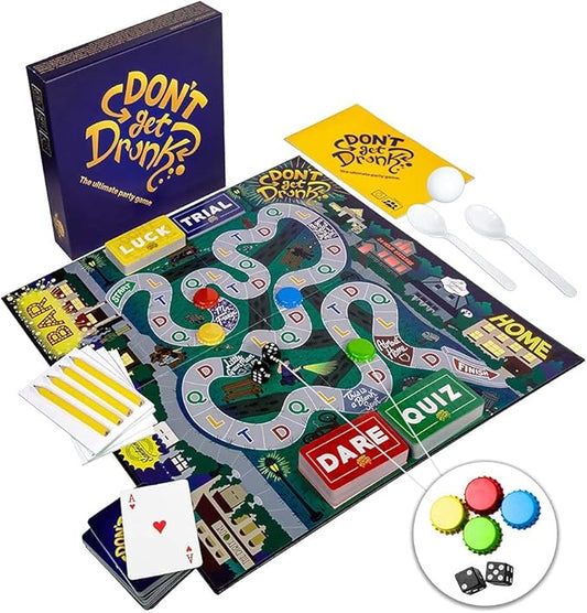 The Ultimate Party Board Game – Combines Classic Games Like Pong, Flip Cup, Kings Cup & More with Fun Categories Like Dare, Quiz, Luck, and Challenge (First Edition)