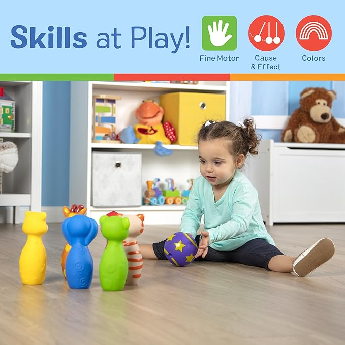 Melissa & Doug K's Kids Bowling Friends Play Set and Game With 6 Pins and Convenient Carrying Case