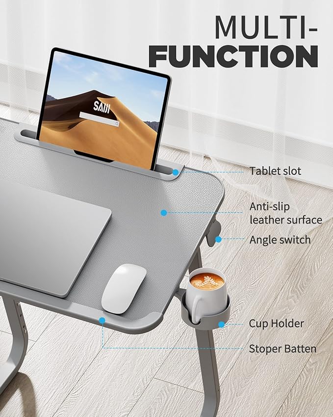 SAIJI TV Tray Table - Heavy Duty Extra Large TV Tray, Upgraded TV Dinner Trays for Eating Snack Food, Tilt & Height Adjustable TV Tray Laptop Desk for Sofa & Bedside Small Table