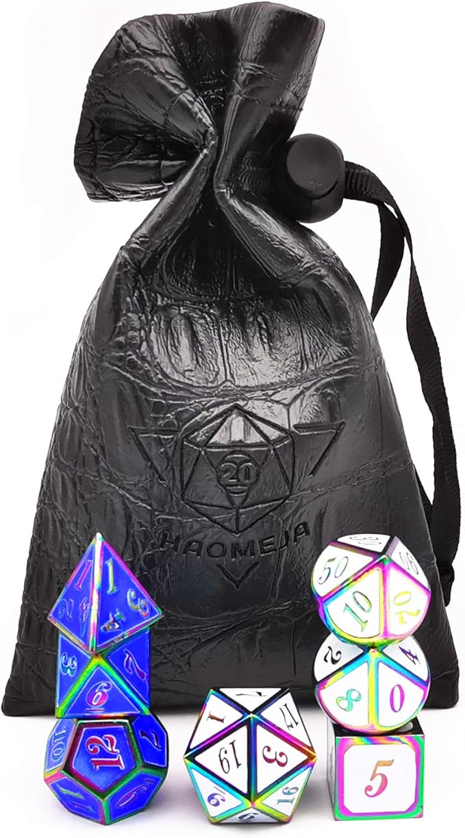 HAOMEJA Color Changing Temperature Metal DND dice kit, D&D dice Set Role Playing Dice Dungeons and Dragons Blue Transition White