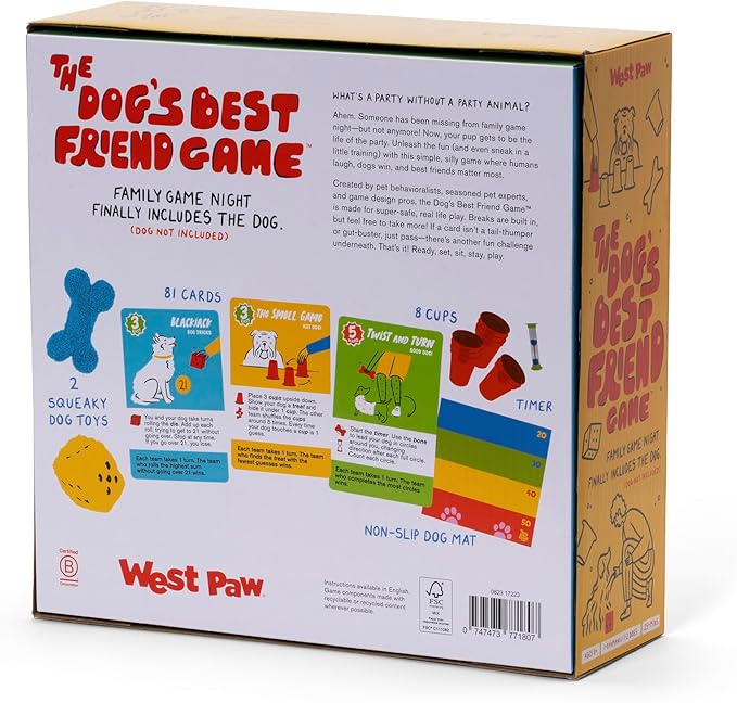 WEST PAW Dog's Best Friend Game™ - Fun Family Game for Kids & Adults - Board, Challenge, & Dog Training Tip Cards Encourage Connection & Positive Reinforcement - Fun Games That Include Your Dog
