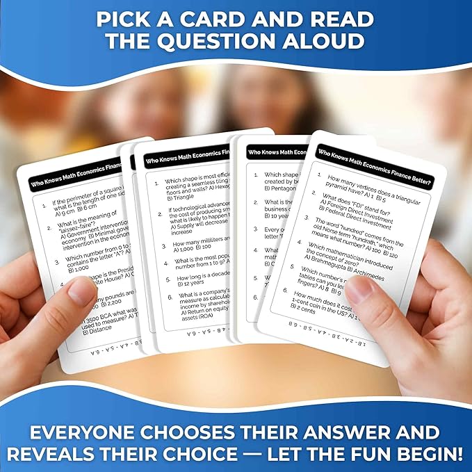 QUOKKA Board Games for Kids 8-12 and Family - STEM Card Game for Kids Age 12+ - Who Knows Math Finance Economics Better? - Educational Quiz with 500+ Questions - Great for Learning and Game Night
