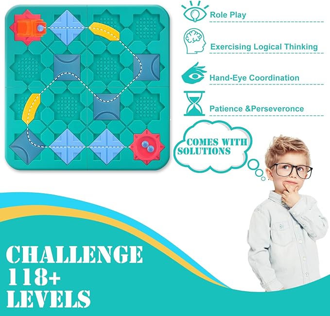 Kids Toys STEM Board Games - Logic Road Builder Brain Teasers Puzzles for 3 4 5 6 Year Old Boys Girls,Educational Montessori Birthday Gifts for Ages 4-8 Preschool Classroom Learning (30 PCS)