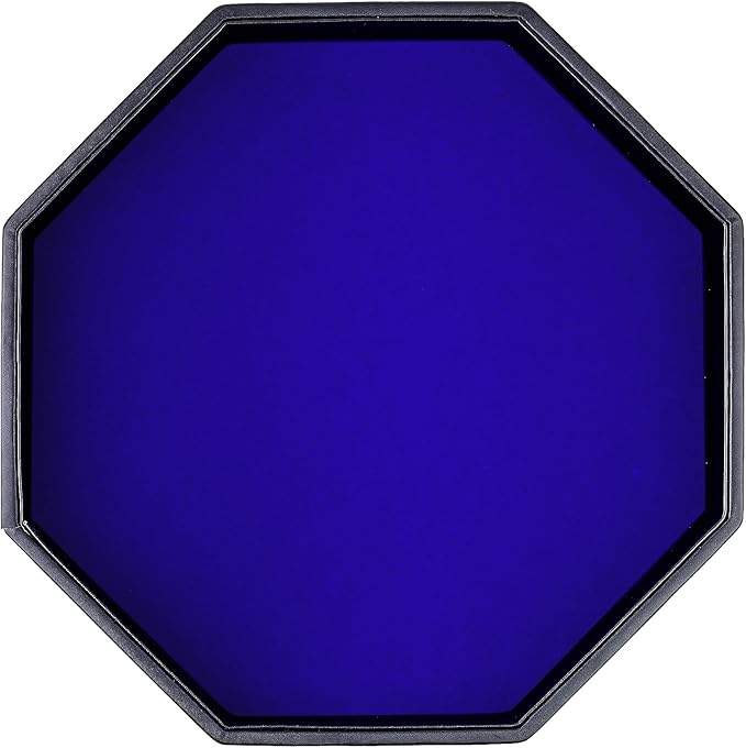 Dice Rolling Tray, Blue Felt Lined PU Leather Octagon Dice Tray for Dungeon Crawler Games