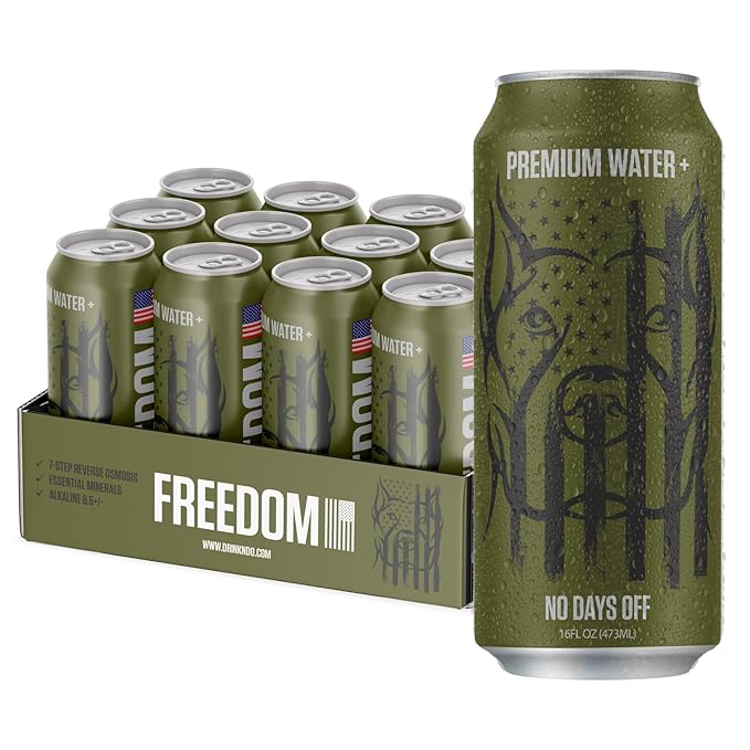 NO DAYS OFF Premium Water+ | Limited FREEDOM Edition (16oz Still (Pack of 12))