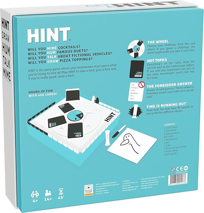 HINT Party Game (US Edition) - A Fun and Creative Hinting Game for Hours of Laughter and Entertainment! Great for Family Game Night, Ages 14+, 4+ Players, 45 Minute Playtime, Made