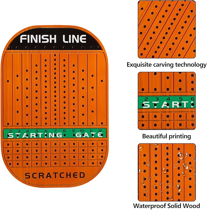 Horse Race Board Game Racing Game Thickened Solid Wood with 11 Luxurious Durable Classic Metal Horses with 4 Dice and 2 Boxes of Cards Horse Racing Game (Red Peach)…