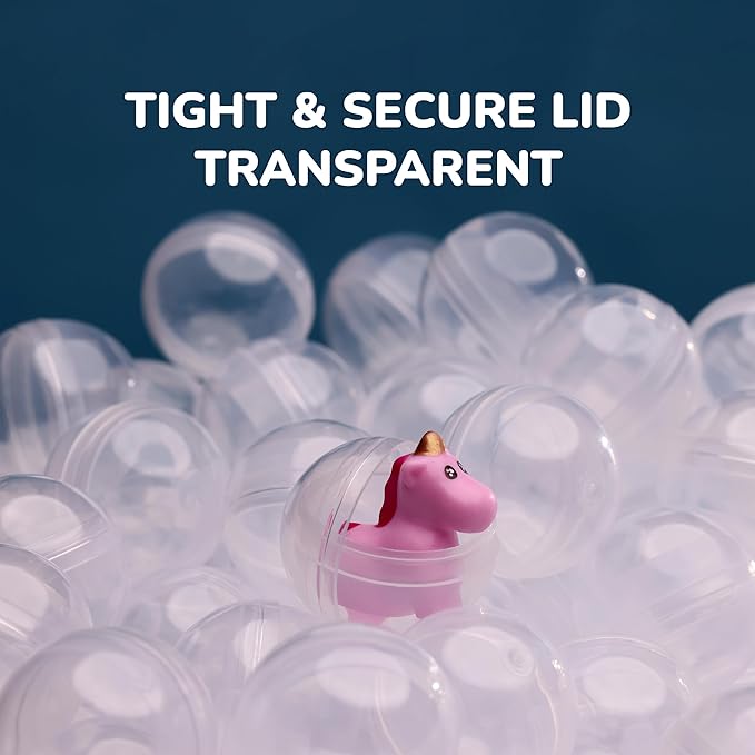 Capsule Vending Machine Round 100 pcs 1.1 inch - Gumball Machine Capsules Bulk Clear Container - Easter Basket Stuffers Birthday Gifts Pinata Stuffers DIY Craft Supplies - Clear Capsules Empty