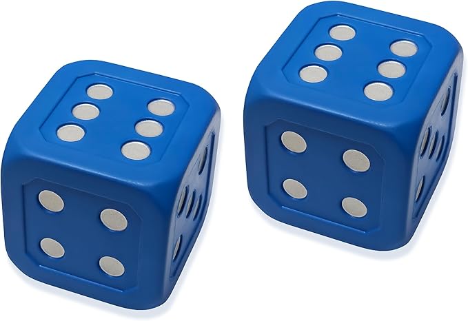 Macro Giant 6 Inch PU Foam Jumbo Big Playing Dice, Set of 2, Blue Color, Math Teaching, Teaching Aids, Board Games, Kid Toy
