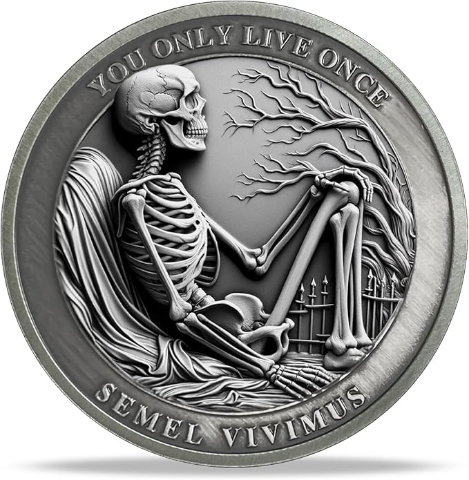 Memento Mori Coin Momento Mori Coin Skull Coin Stoic Gifts Memento Mori Calendar Living Memento Mori Amor Fati Coin (Memento Mori Coin - 2)