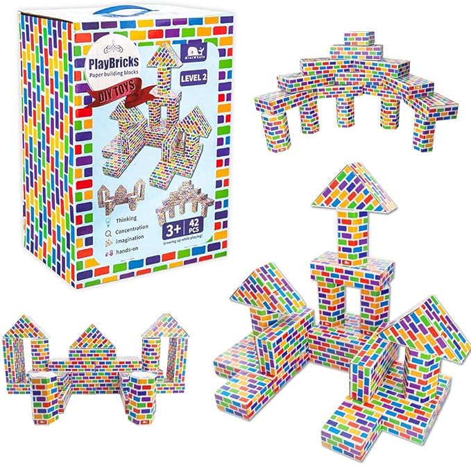 Deluxe Jumbo Cardboard Blocks 42-Pack Extra-Thick Cardboard Building Blocks Mini Whale Paper Brick Toy