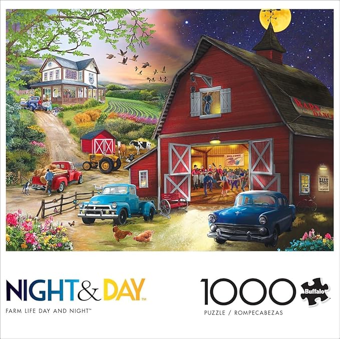 Buffalo Games - Bigelow Illustrations - Farm Life Day and Night - 1000 Piece Jigsaw Puzzle for Adults -Challenging Puzzle Perfect for Game Nights - Finished Size is 26.75 x 19.75