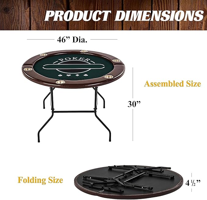 Barrington Poker Multiple Styles Folding Poker Table & Poker Table Top/Dining Table Collection, Durable Padded Rail Tables with Felt Playing Surface, Perfect for Texas Holdem Games