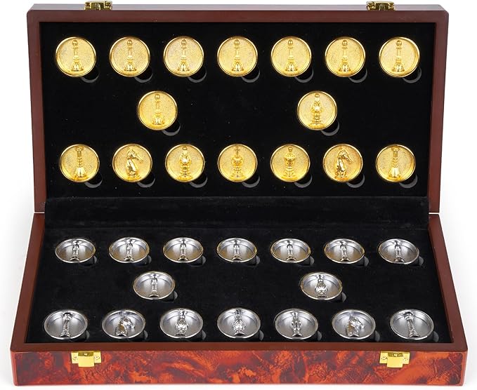 2-in-1 Metal Chess and Checkers Set for Adults & Kids –Travel Chess Sets Luxury Wooden Foldable Chessboard with Storage – Portable Classic Family Strategy Board Game with Metal Chess Pieces