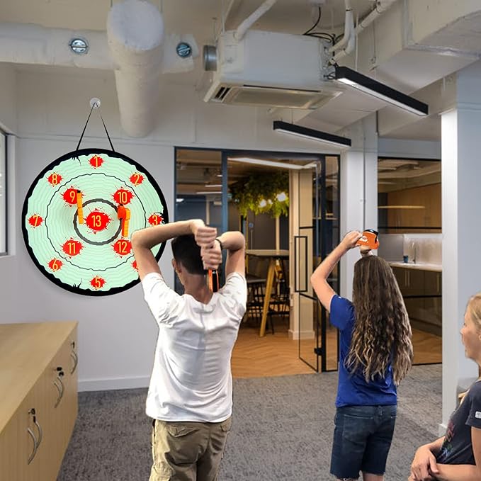 Axe Throwing Toys for Kids Adults, Yard Ax Dart Games for Boys Girls Axe Throwing Set Family Party Camping Carnival Games Indoor Outdoor Play Activity Center, 4 Sticky Axes, 28'' Cloth Board