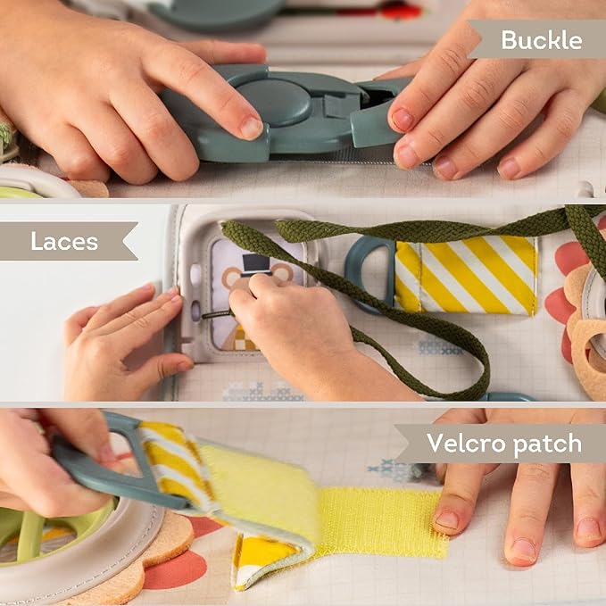 Taf Toys Snap'n Learn Board Busy Board for Toddlers 18 Months & up Montessori Sensory Activity Board Travel Toy Non-Toxic Educational Learning Toy for Boys & Girls Birthday Gift