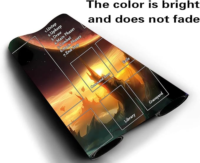 MTG Playmat, Game Play Mat for MTG TCG 24 x 14 inches Trading Card Inked Game Playmats with Storage Bag Smooth Rubber Surface Battle Game (Playmat 2)