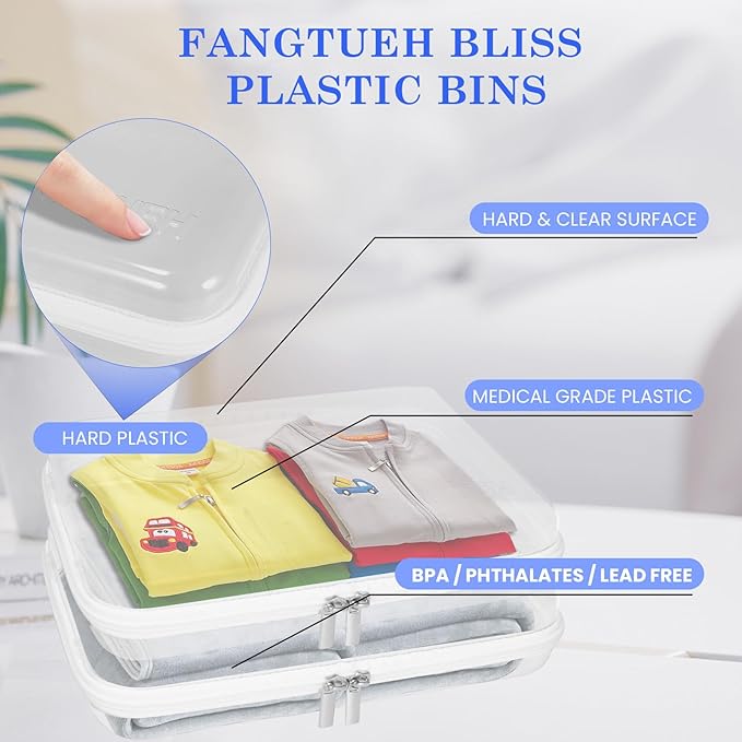 4Pack Zippered Hard Pouch, Clear Hard Shell Zipper Case, Clear Plastic Pouches Travel Bags for Kids, Storage for Building Blocks, Puzzles, Cosmetics, Crafting Supplies