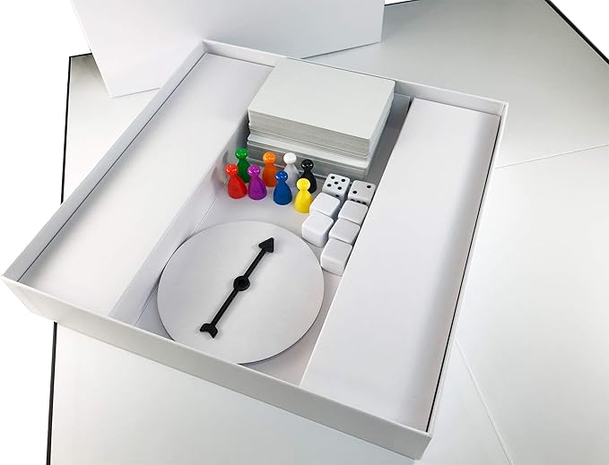 Create Your Own Board Game Set – DIY Kit with Blank Game Board, Game Pieces, Blank Cards, Dice, Spinner – Build Your Own Game for Family Board Games