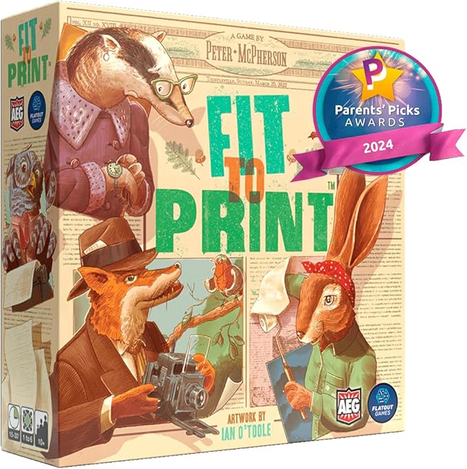 AEG & Flatout Games | Fit to Print | Build your Newspaper! | From the Creators of Cascadia | Easy to Learn | Quick to Play | Ages 10+ | For 1-6 Players