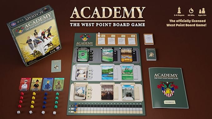 Academy: The West Point Board Game | Officially Licensed Family Board Game | Ages 14+ | for 2 to 4 Players | Average Playtime 60 Minutes | Made by Trophy Point Games