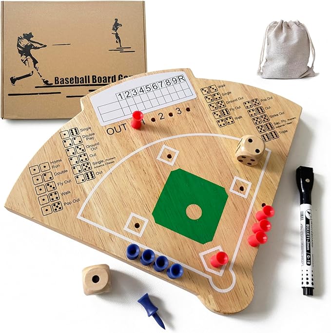 Baseball Board Game, Oak Made Leisure Game for Sport Battle Table Game for Family Party Holiday Coffee Travel Time Gameboard