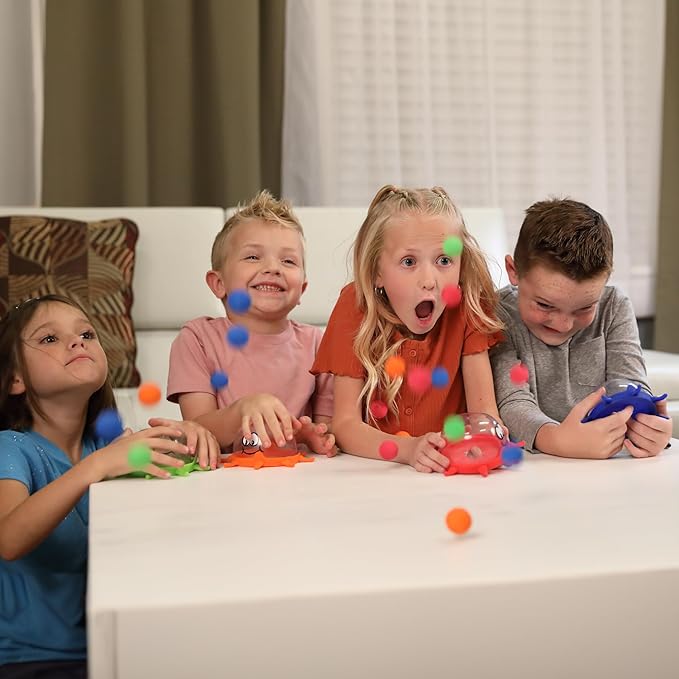 Funwares Colorful Squid Squish: Dynamic Floor Game for Kids, Boosts Kids' Learning and Coordination, Counting and Number Game, Active Play, and Quick Thinking, 2-4 Players, Ages 4-8. (32 Spare Balls)