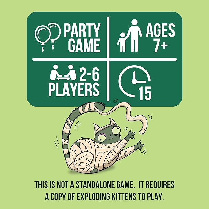 Zombie Kittens Expansion Pack by Exploding Kittens - 2-5 Players - Ages 7+ - 15 Minutes to Play - Original Game Required - Party Game, Ideal for Family Night, Kid and Adult