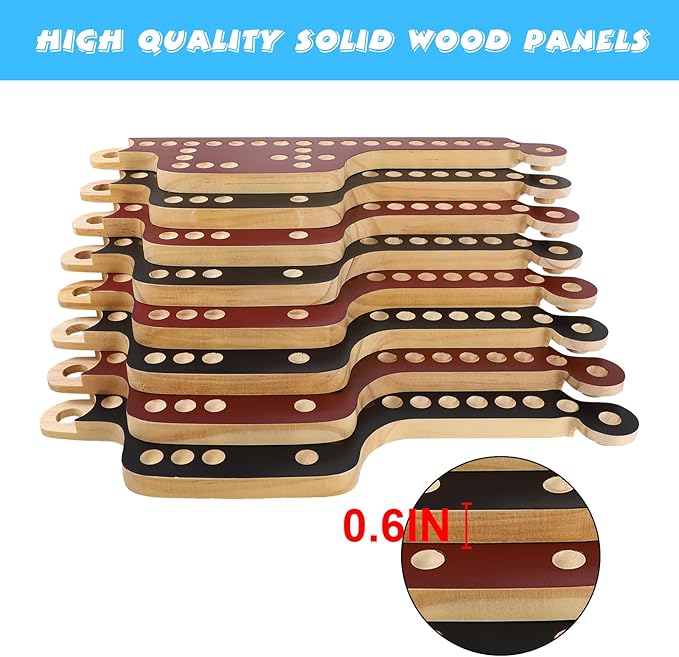 Interlocking Wood Jokers Board Game,2-8 Player Marbles and Jokers Game for Adults,Perfect Family and Party Gift with 4 Decks of Cards (Brown and Black)