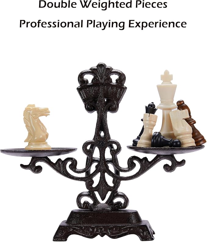 Conqueror Tournament Travel Chess Set 18''x18'' Foldable Silicone Chess Board / 3.5'' King Height Plastic Double Weighted Classic Staunton (Multicolor Chessboard)