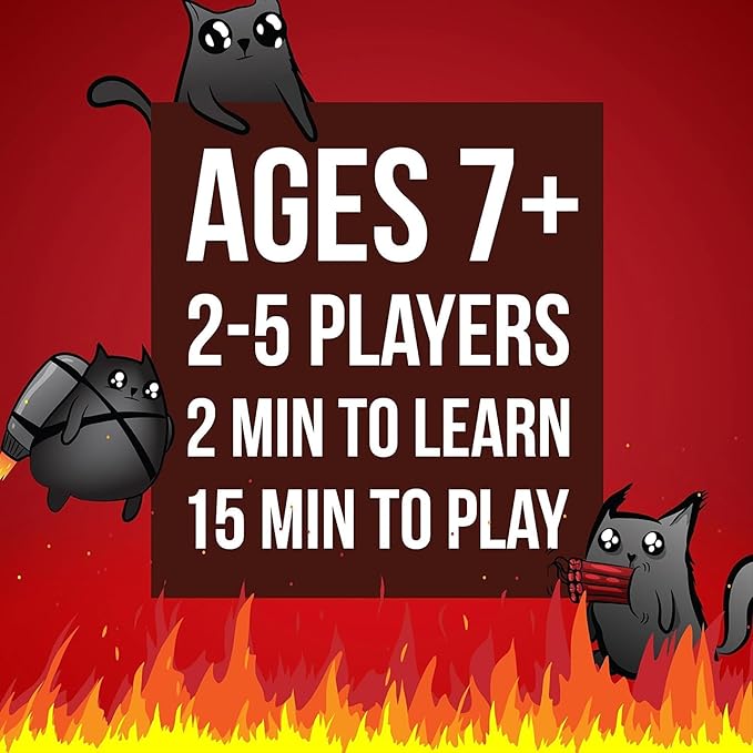 Exploding Kittens Original Edition in a Collectible TIN - Hilarious Card Game for Family - Party Game for Ages 7 and Up - 56 Cards - 2-5 Players - 15 Minutes of Play