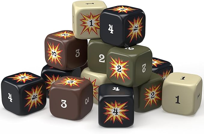 Renegade Games Studio: Axis & Allies: Hit Dice - 72 Dice in 4 Styles, 16mm, Military Style Duffel Carry Bag, Strategy Board Game Accessory & Upgrade